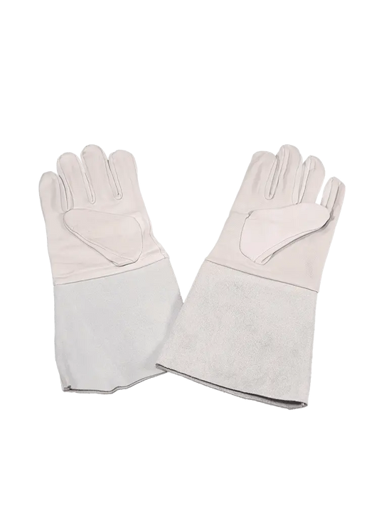 Grey Leather Gauntlets 6" Cuff Size 10