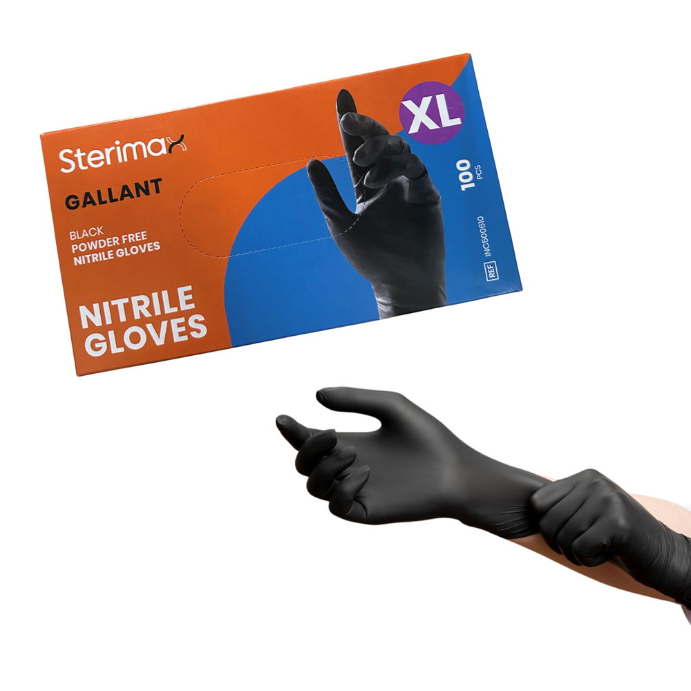 Sterimax Gallant Black Nitrile Powder-Free Disposable Gloves