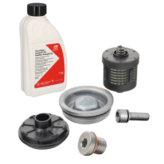 Haldex Gen II Oil Filter Kit with Febi Oil + Bolt Plug & Oil Drain Plug
