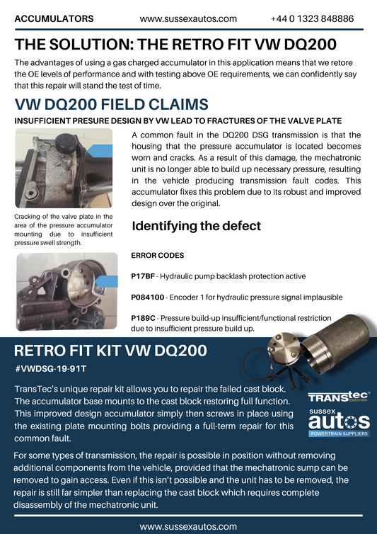0AM DQ200 | Retro Fit Accumulator Kit
